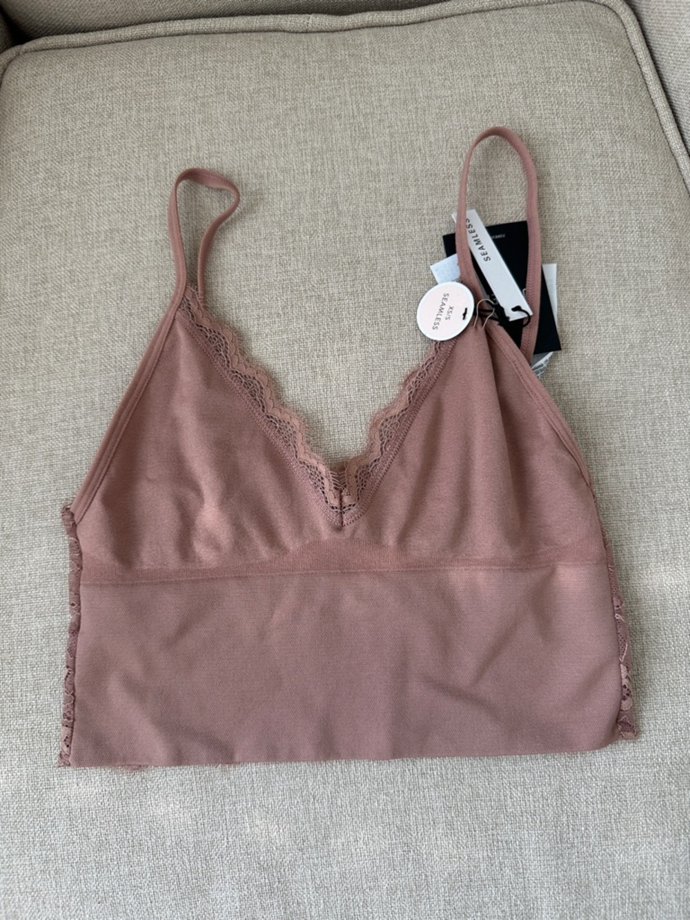 forever 21 lace back longline bralette - dusty rose